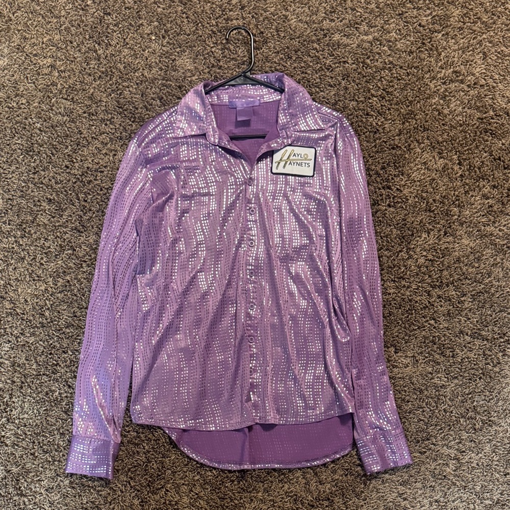 Cowgirl Tuff Purple Sequin Button-Up Shirt